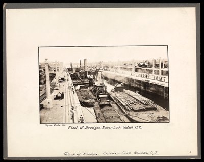 View of the Gatun Locks on the Panama Canal, during construction, 1912 or 1913 by Byron Company